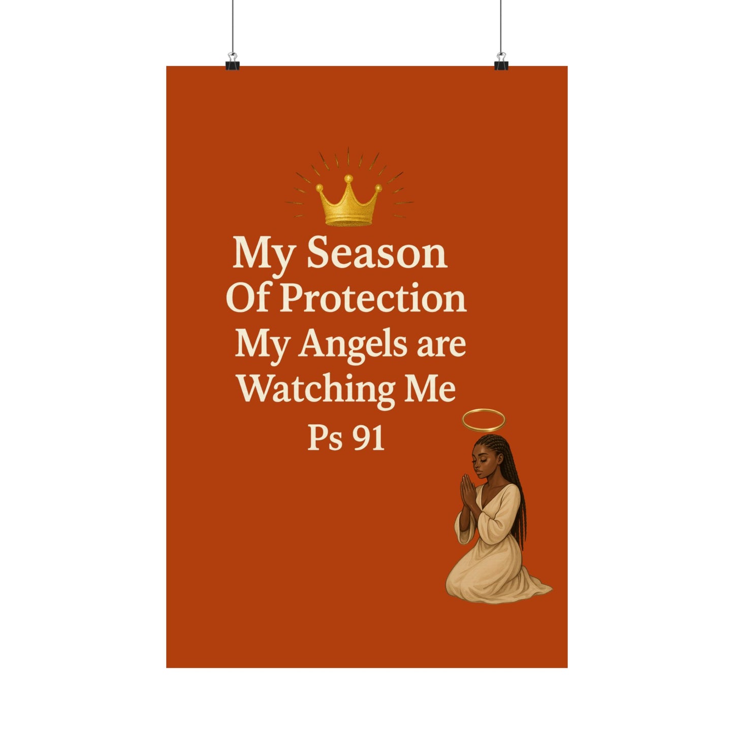 Spiritual Matte Vertical Posters | Angel Protection Decor, Motivational Wall Art, Christian Home Decor, Gift for Faith, Psalm 91 Printing