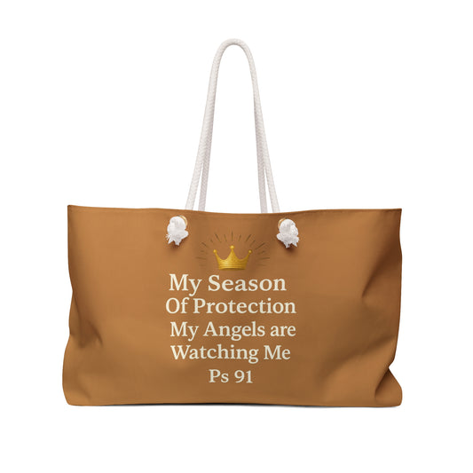 Spiritual Weekender Bag – My Season of Protection, Travel Tote, Beach Bag, Gym Bag, Angel-Themed Luggage