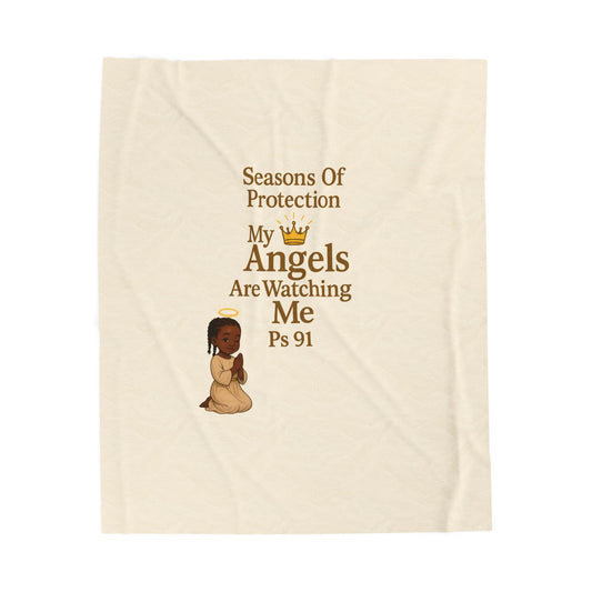 Angelic Protection Plush Blanket, Cozy Throw Blanket, Nursery Decor, Personalized Gift, Christian Gift, Baby Shower Decoration