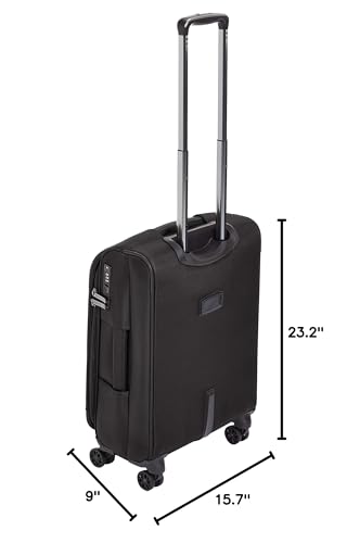 Amazon Basics Expandable 23-inch Softside Luggage with TSA Lock, 4 Double-Wheeled Spinners, Corner Guards, Black