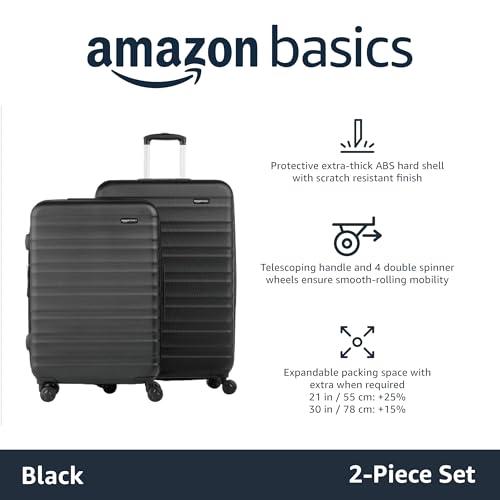 Amazon Basics Suitcase, Hardside Luggage with Spinner Wheels, Scratch-Resistant Surface, Light Blue, 30-Inch