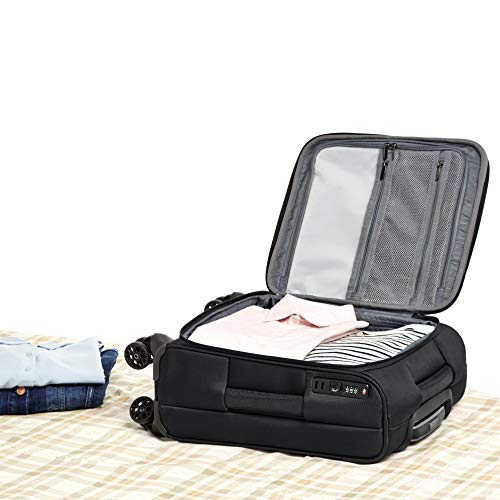 Amazon Basics Expandable 23-inch Softside Luggage with TSA Lock, 4 Double-Wheeled Spinners, Corner Guards, Black