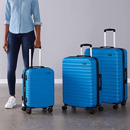 Amazon Basics Suitcase, Hardside Luggage with Spinner Wheels, Scratch-Resistant Surface, Light Blue, 30-Inch