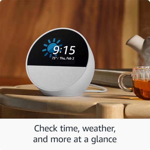 All-new Amazon Echo Spot (2024 release), Smart alarm clock with vibrant sound + Alexa, Ocean Blue