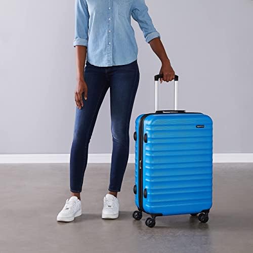 Amazon Basics Suitcase, Hardside Luggage with Spinner Wheels, Scratch-Resistant Surface, Light Blue, 30-Inch