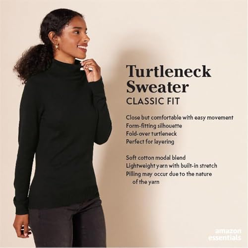 Amazon Essentials Women's Classic-Fit Lightweight Long-Sleeve Turtleneck Sweater (Available in Plus Size)