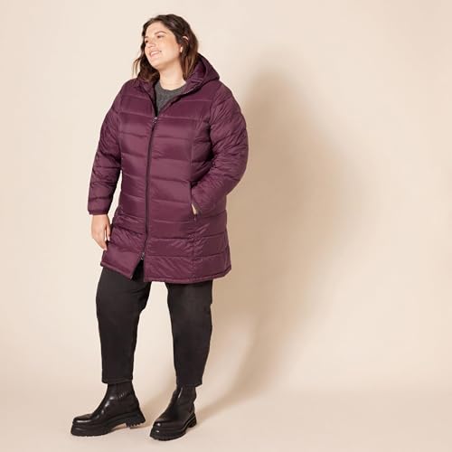 Amazon Essentials Women's Lightweight Water-Resistant Hooded Puffer Coat (Available in Plus Size)