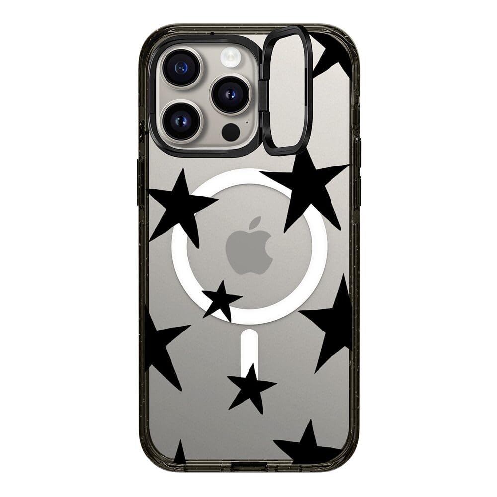 CASETiFY Impact Case for iPhone 15 Pro Max [4X Military Grade Drop Tested / 8.2ft Drop Protection/Compatible with Magsafe] - Cute Prints - Clear Polka Daub Hearts - Clear Black