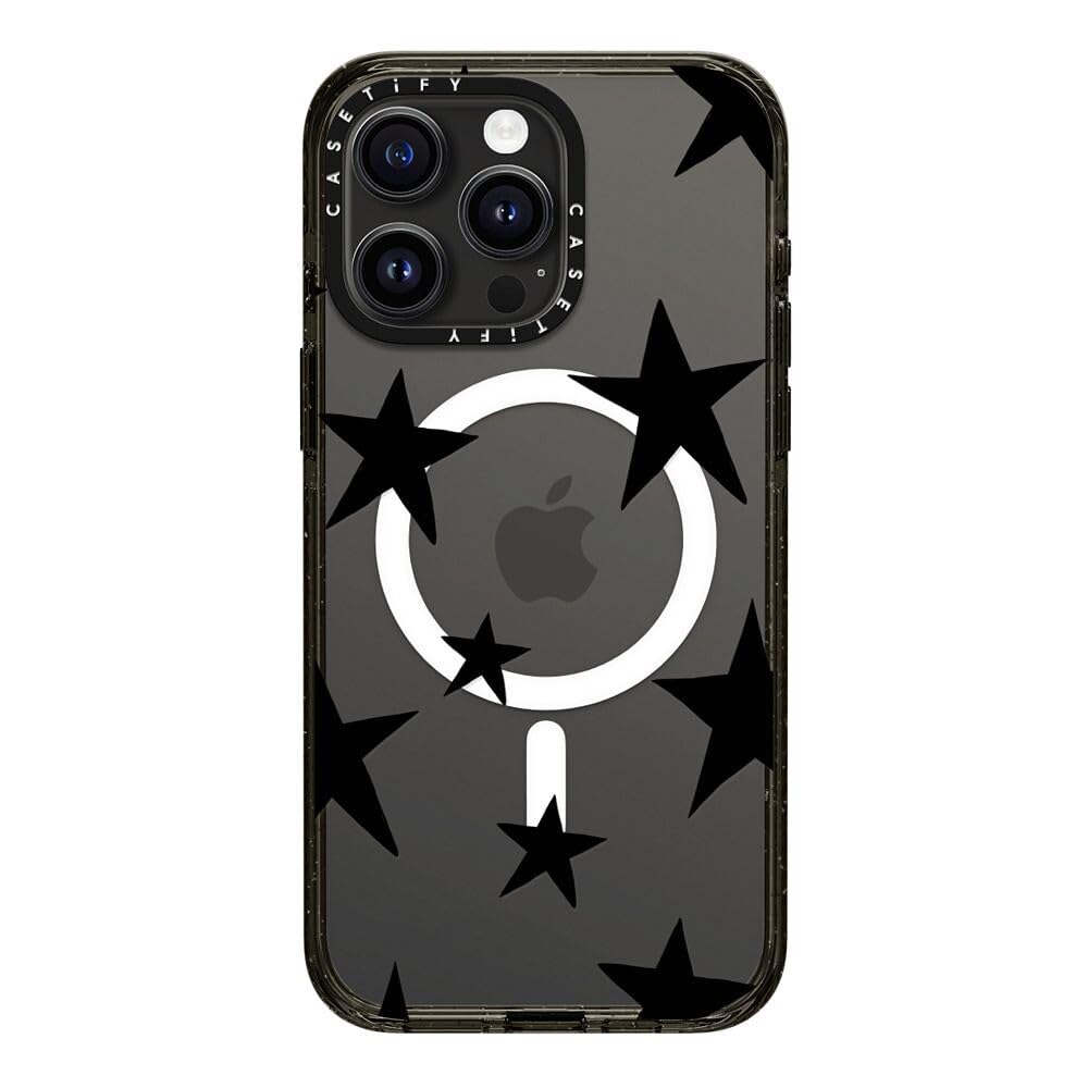 CASETiFY Impact Case for iPhone 15 Pro Max [4X Military Grade Drop Tested / 8.2ft Drop Protection/Compatible with Magsafe] - Cute Prints - Clear Polka Daub Hearts - Clear Black