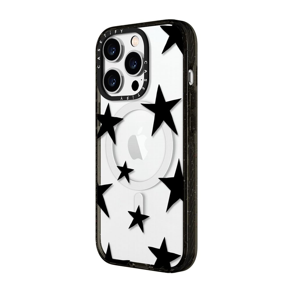 CASETiFY Impact Case for iPhone 15 Pro Max [4X Military Grade Drop Tested / 8.2ft Drop Protection/Compatible with Magsafe] - Cute Prints - Clear Polka Daub Hearts - Clear Black