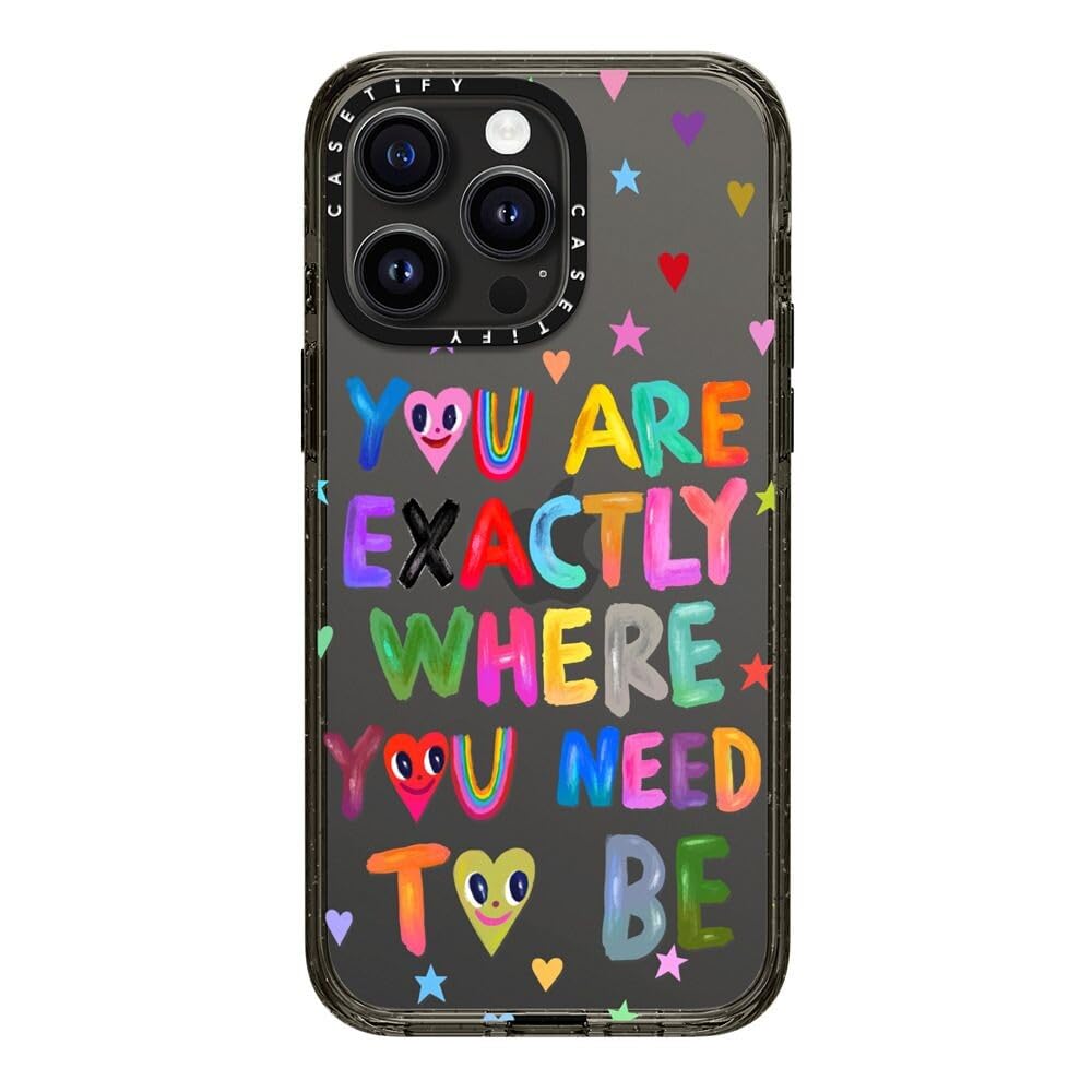 CASETiFY Impact Case for iPhone 15 Pro Max [4X Military Grade Drop Tested / 8.2ft Drop Protection/Compatible with Magsafe] - Cute Prints - Clear Polka Daub Hearts - Clear Black