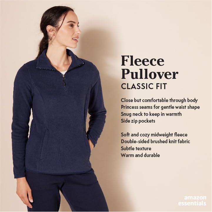 Amazon Essentials Women's Classic-Fit Long-Sleeve Quarter-Zip Polar Fleece Pullover Jacket - Discontinued Colors