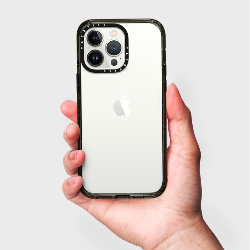 CASETiFY Impact Case for iPhone 15 Pro Max [4X Military Grade Drop Tested / 8.2ft Drop Protection/Compatible with Magsafe] - Cute Prints - Clear Polka Daub Hearts - Clear Black