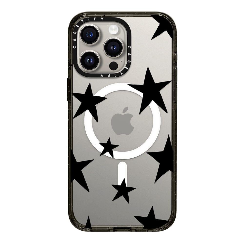 CASETiFY Impact Case for iPhone 15 Pro Max [4X Military Grade Drop Tested / 8.2ft Drop Protection/Compatible with Magsafe] - Cute Prints - Clear Polka Daub Hearts - Clear Black