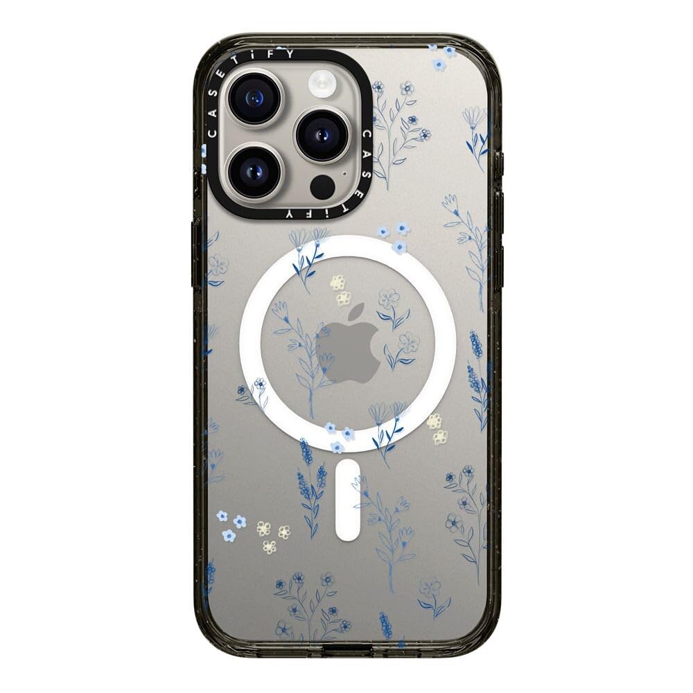 CASETiFY Impact Case for iPhone 15 Pro Max [4X Military Grade Drop Tested / 8.2ft Drop Protection/Compatible with Magsafe] - Cute Prints - Clear Polka Daub Hearts - Clear Black