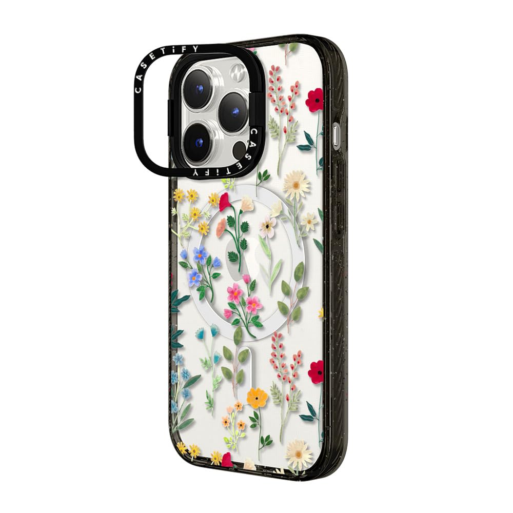 CASETiFY Impact Case for iPhone 15 Pro Max [4X Military Grade Drop Tested / 8.2ft Drop Protection/Compatible with Magsafe] - Cute Prints - Clear Polka Daub Hearts - Clear Black