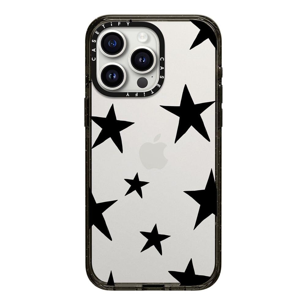 CASETiFY Impact Case for iPhone 15 Pro Max [4X Military Grade Drop Tested / 8.2ft Drop Protection/Compatible with Magsafe] - Cute Prints - Clear Polka Daub Hearts - Clear Black