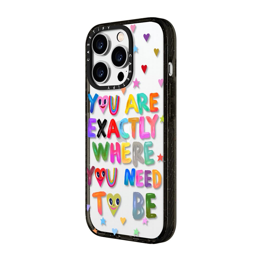 CASETiFY Impact Case for iPhone 15 Pro Max [4X Military Grade Drop Tested / 8.2ft Drop Protection/Compatible with Magsafe] - Cute Prints - Clear Polka Daub Hearts - Clear Black