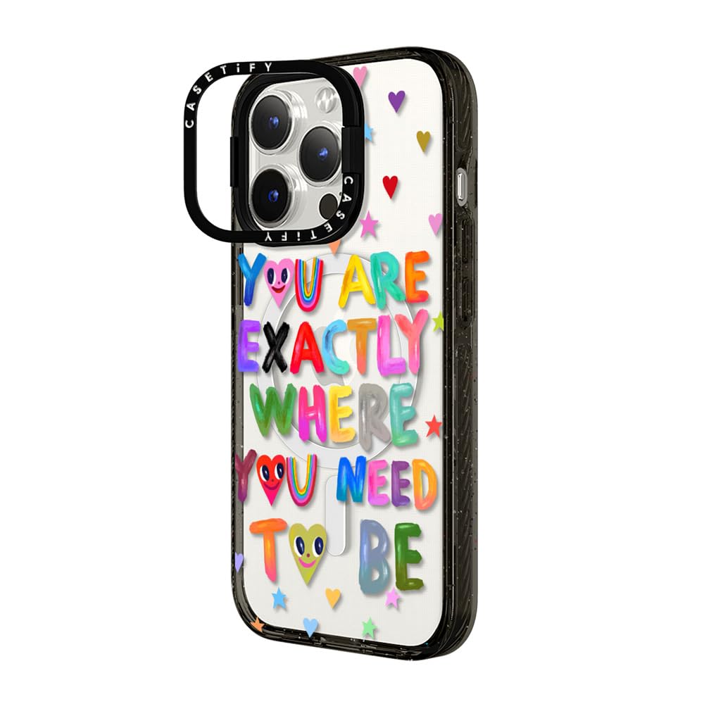 CASETiFY Impact Case for iPhone 15 Pro Max [4X Military Grade Drop Tested / 8.2ft Drop Protection/Compatible with Magsafe] - Cute Prints - Clear Polka Daub Hearts - Clear Black