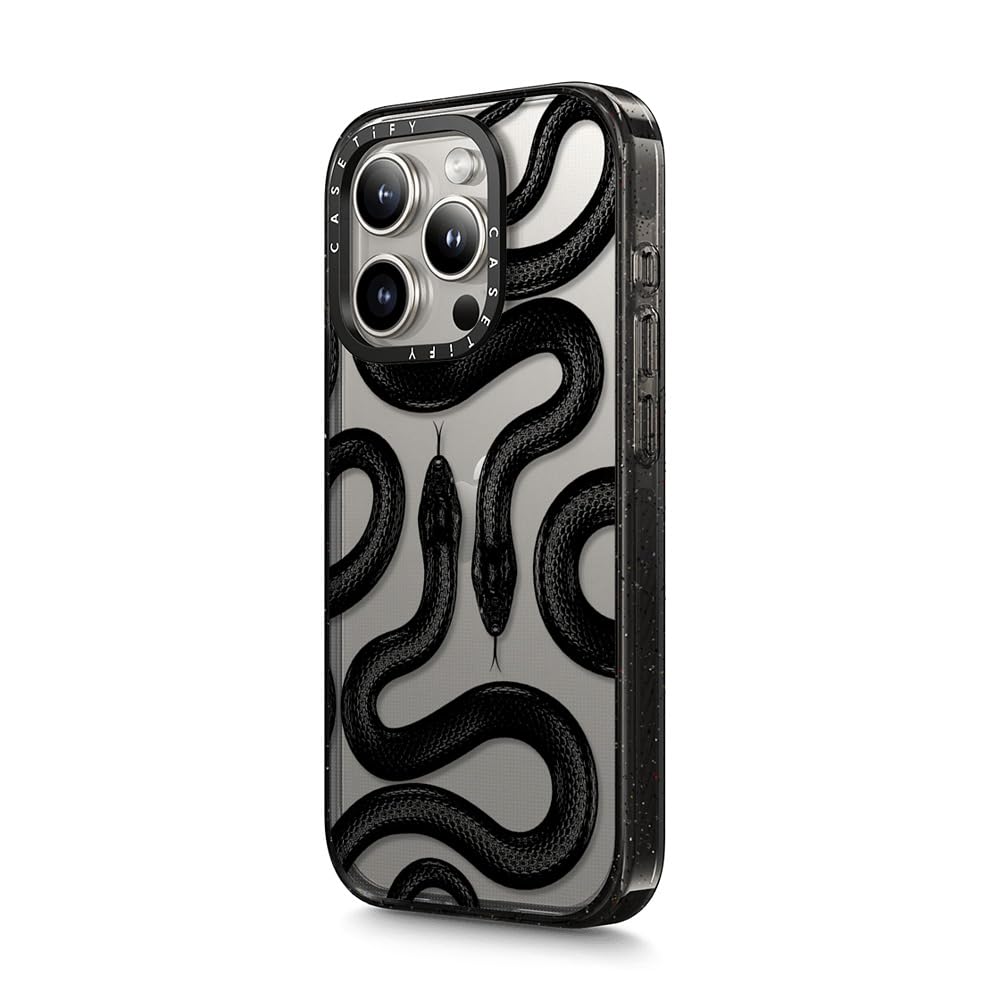 CASETiFY Impact Case for iPhone 15 Pro Max [4X Military Grade Drop Tested / 8.2ft Drop Protection/Compatible with Magsafe] - Cute Prints - Clear Polka Daub Hearts - Clear Black