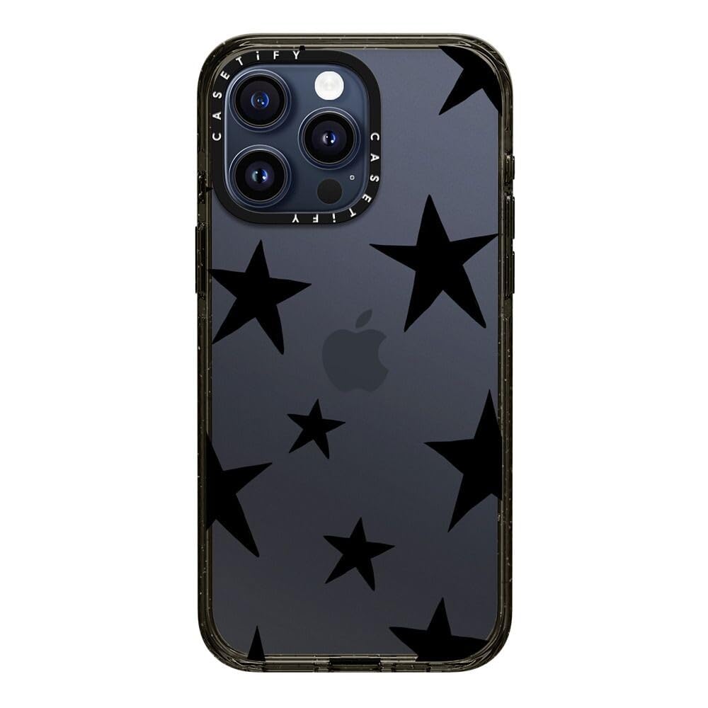 CASETiFY Impact Case for iPhone 15 Pro Max [4X Military Grade Drop Tested / 8.2ft Drop Protection/Compatible with Magsafe] - Cute Prints - Clear Polka Daub Hearts - Clear Black