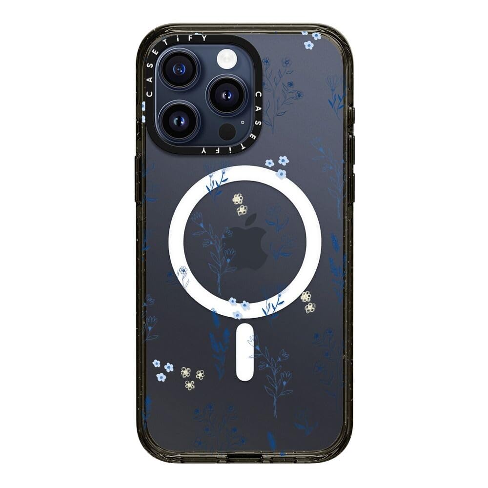 CASETiFY Impact Case for iPhone 15 Pro Max [4X Military Grade Drop Tested / 8.2ft Drop Protection/Compatible with Magsafe] - Cute Prints - Clear Polka Daub Hearts - Clear Black