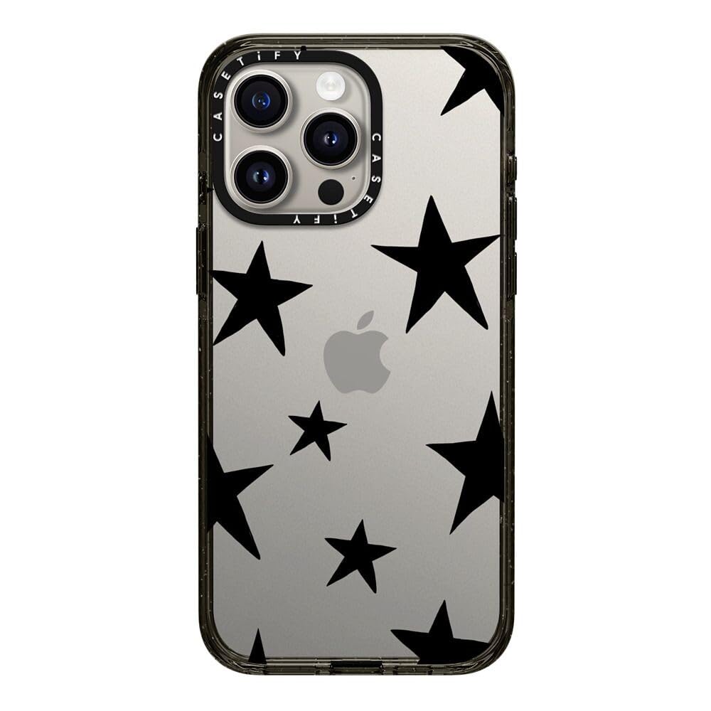 CASETiFY Impact Case for iPhone 15 Pro Max [4X Military Grade Drop Tested / 8.2ft Drop Protection/Compatible with Magsafe] - Cute Prints - Clear Polka Daub Hearts - Clear Black