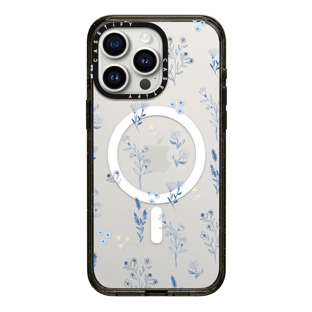 CASETiFY Impact Case for iPhone 15 Pro Max [4X Military Grade Drop Tested / 8.2ft Drop Protection/Compatible with Magsafe] - Cute Prints - Clear Polka Daub Hearts - Clear Black