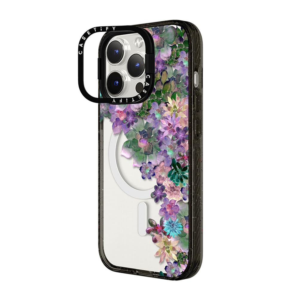 CASETiFY Impact Case for iPhone 15 Pro Max [4X Military Grade Drop Tested / 8.2ft Drop Protection/Compatible with Magsafe] - Cute Prints - Clear Polka Daub Hearts - Clear Black