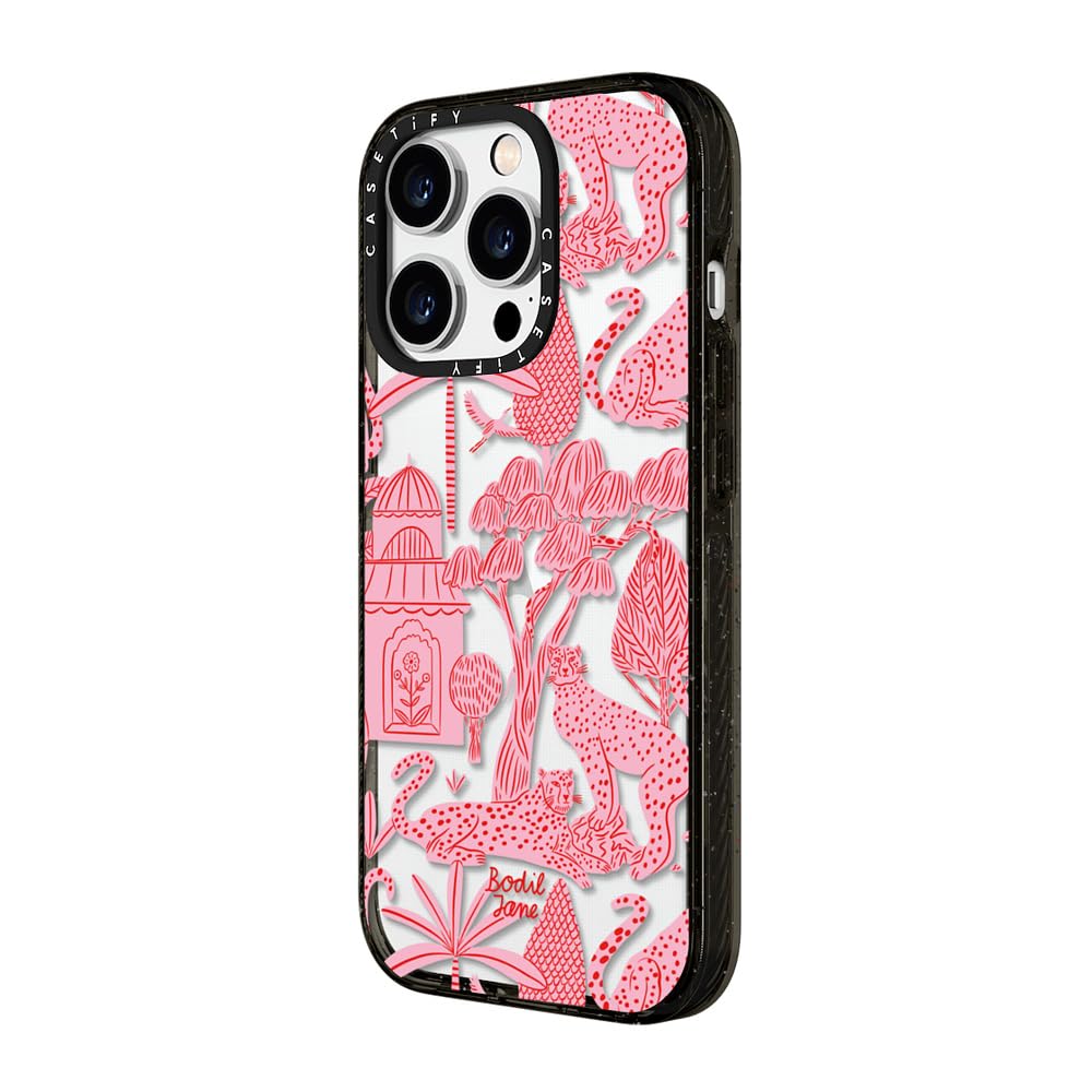 CASETiFY Impact Case for iPhone 15 Pro Max [4X Military Grade Drop Tested / 8.2ft Drop Protection/Compatible with Magsafe] - Cute Prints - Clear Polka Daub Hearts - Clear Black