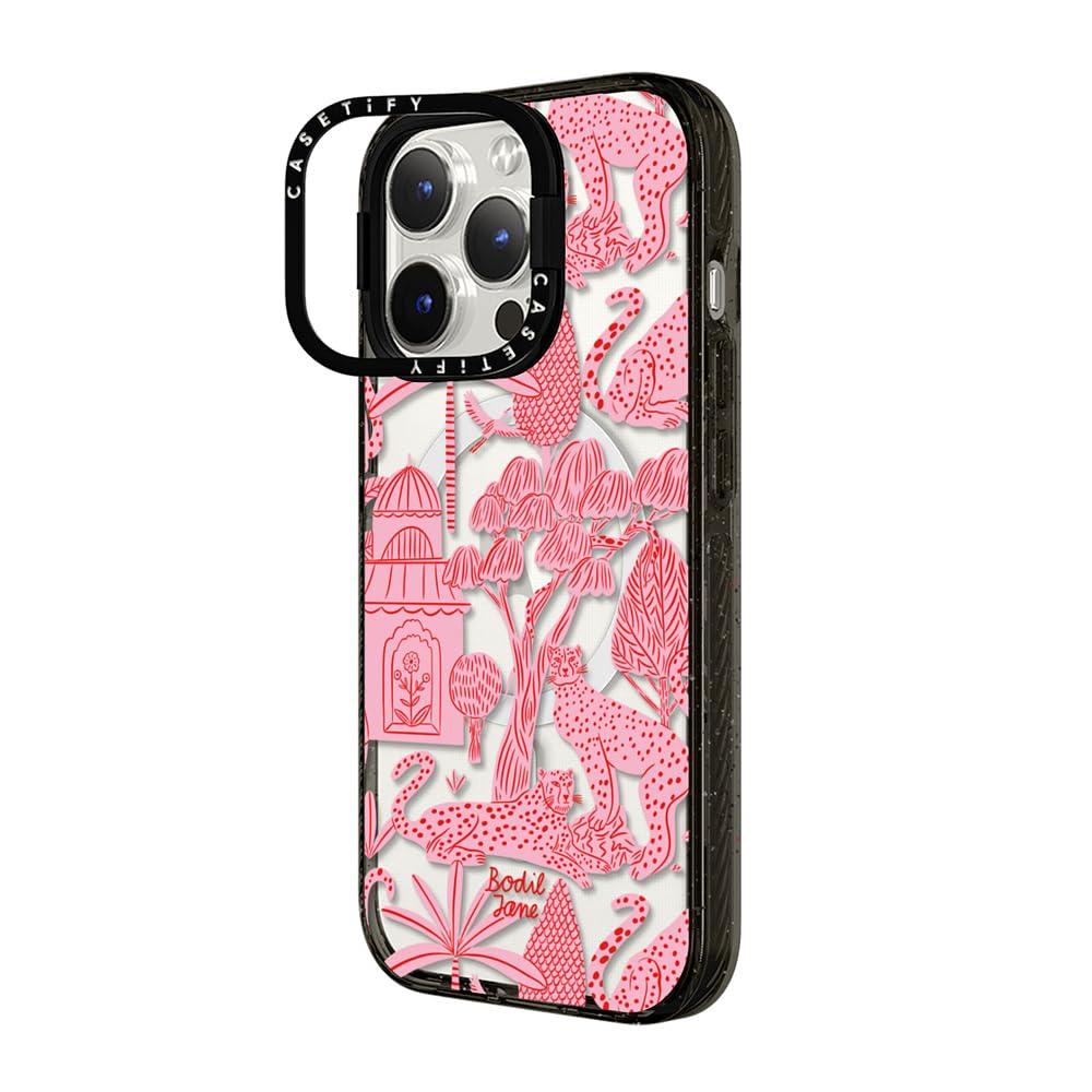 CASETiFY Impact Case for iPhone 15 Pro Max [4X Military Grade Drop Tested / 8.2ft Drop Protection/Compatible with Magsafe] - Cute Prints - Clear Polka Daub Hearts - Clear Black