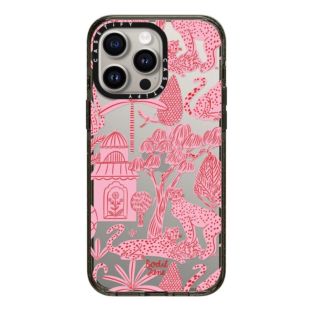 CASETiFY Impact Case for iPhone 15 Pro Max [4X Military Grade Drop Tested / 8.2ft Drop Protection/Compatible with Magsafe] - Cute Prints - Clear Polka Daub Hearts - Clear Black