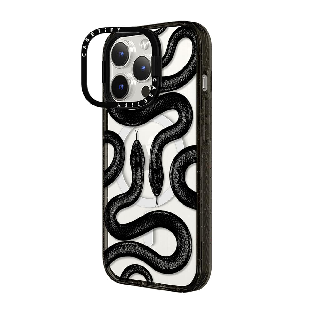 CASETiFY Impact Case for iPhone 15 Pro Max [4X Military Grade Drop Tested / 8.2ft Drop Protection/Compatible with Magsafe] - Cute Prints - Clear Polka Daub Hearts - Clear Black