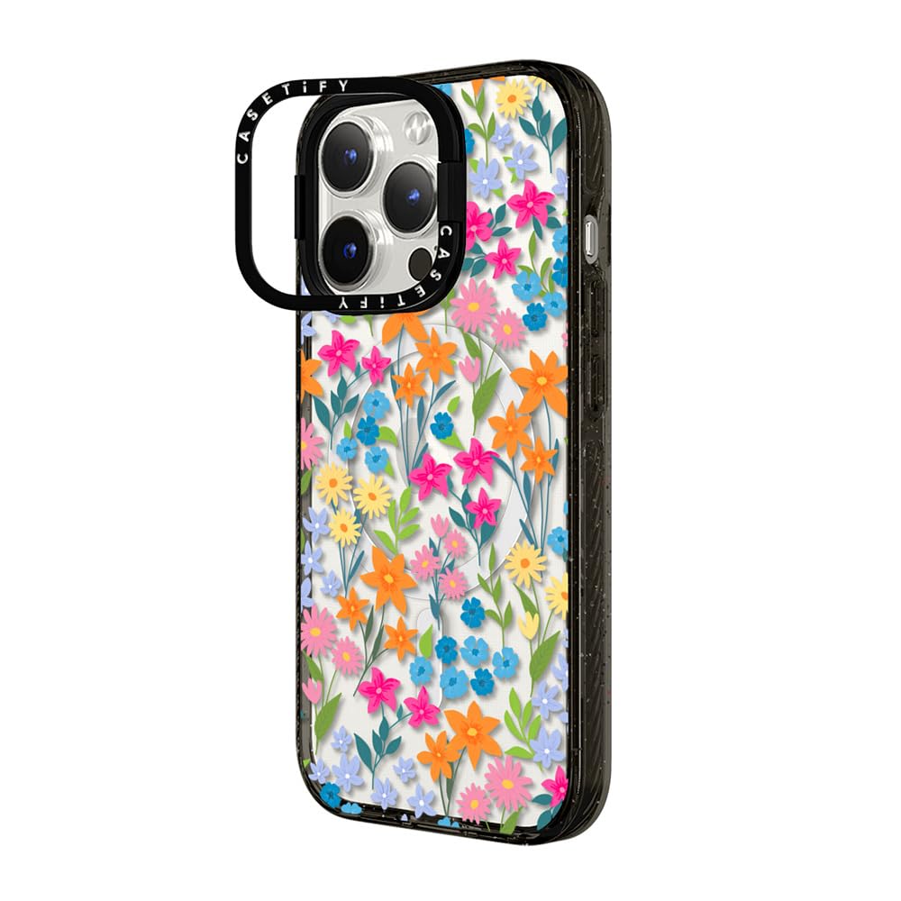 CASETiFY Impact Case for iPhone 15 Pro Max [4X Military Grade Drop Tested / 8.2ft Drop Protection/Compatible with Magsafe] - Cute Prints - Clear Polka Daub Hearts - Clear Black