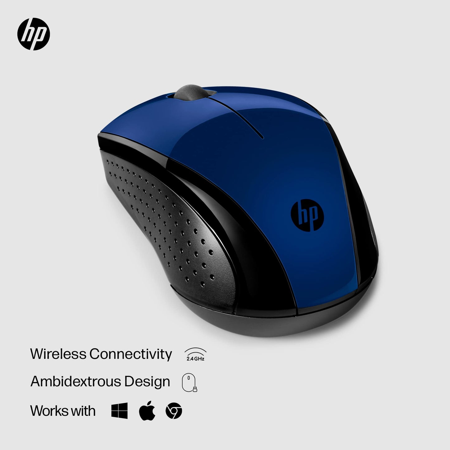 HP Wireless Mouse - Black, 15-Month Battery, 1600 DPI Sensor, Side Grips - for PC/Laptop, Mac, Chromebook