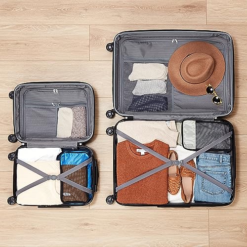 Amazon Basics Suitcase, Hardside Luggage with Spinner Wheels, Scratch-Resistant Surface, Light Blue, 30-Inch