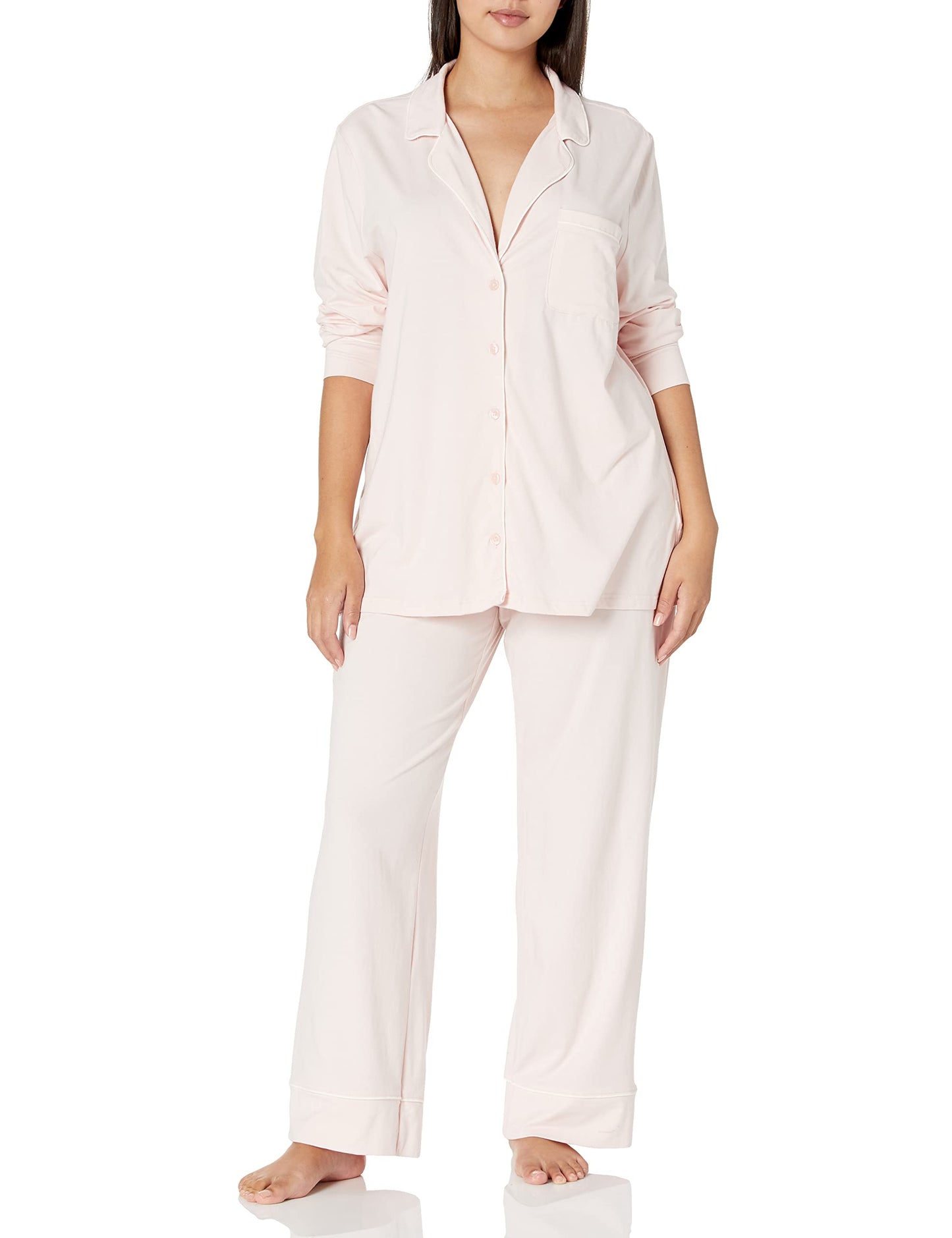 Amazon Essentials Women's Cotton Modal Long-Sleeve Shirt and Full-Length Bottom Pajama Set