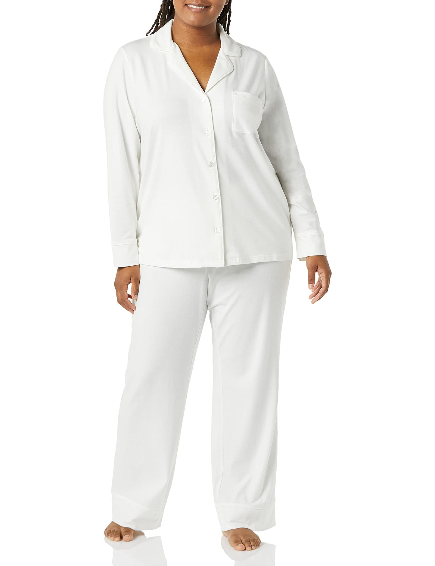 Amazon Essentials Women's Cotton Modal Long-Sleeve Shirt and Full-Length Bottom Pajama Set