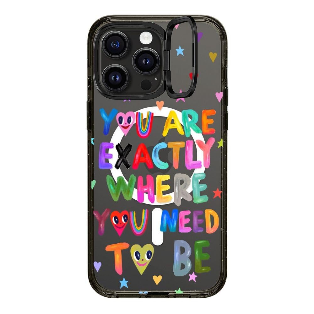 CASETiFY Impact Case for iPhone 15 Pro Max [4X Military Grade Drop Tested / 8.2ft Drop Protection/Compatible with Magsafe] - Cute Prints - Clear Polka Daub Hearts - Clear Black