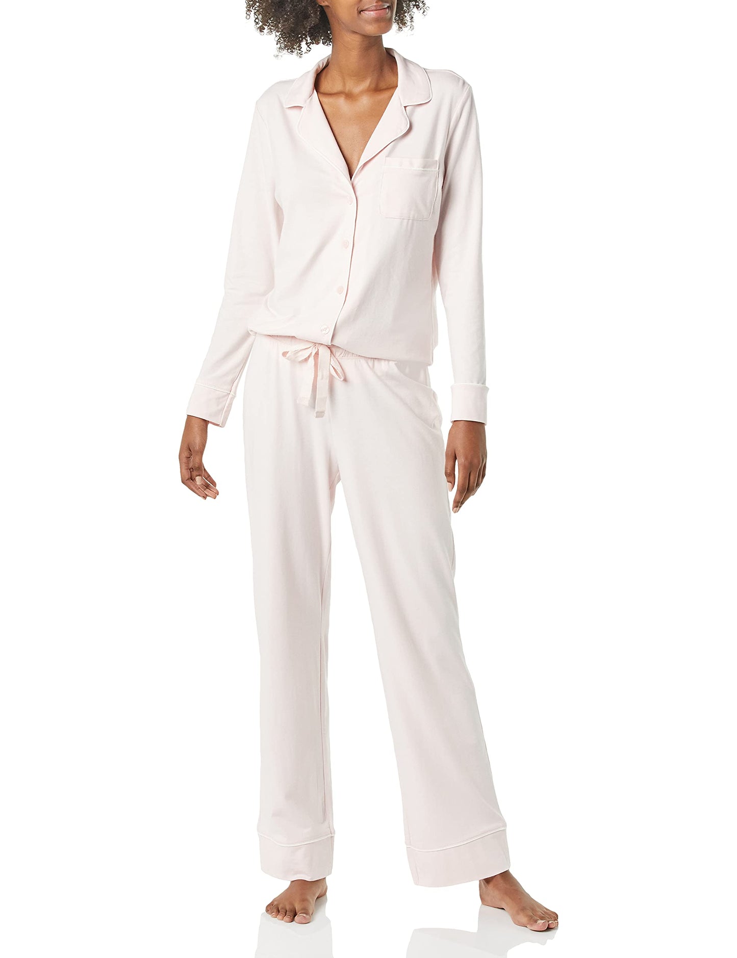 Amazon Essentials Women's Cotton Modal Long-Sleeve Shirt and Full-Length Bottom Pajama Set