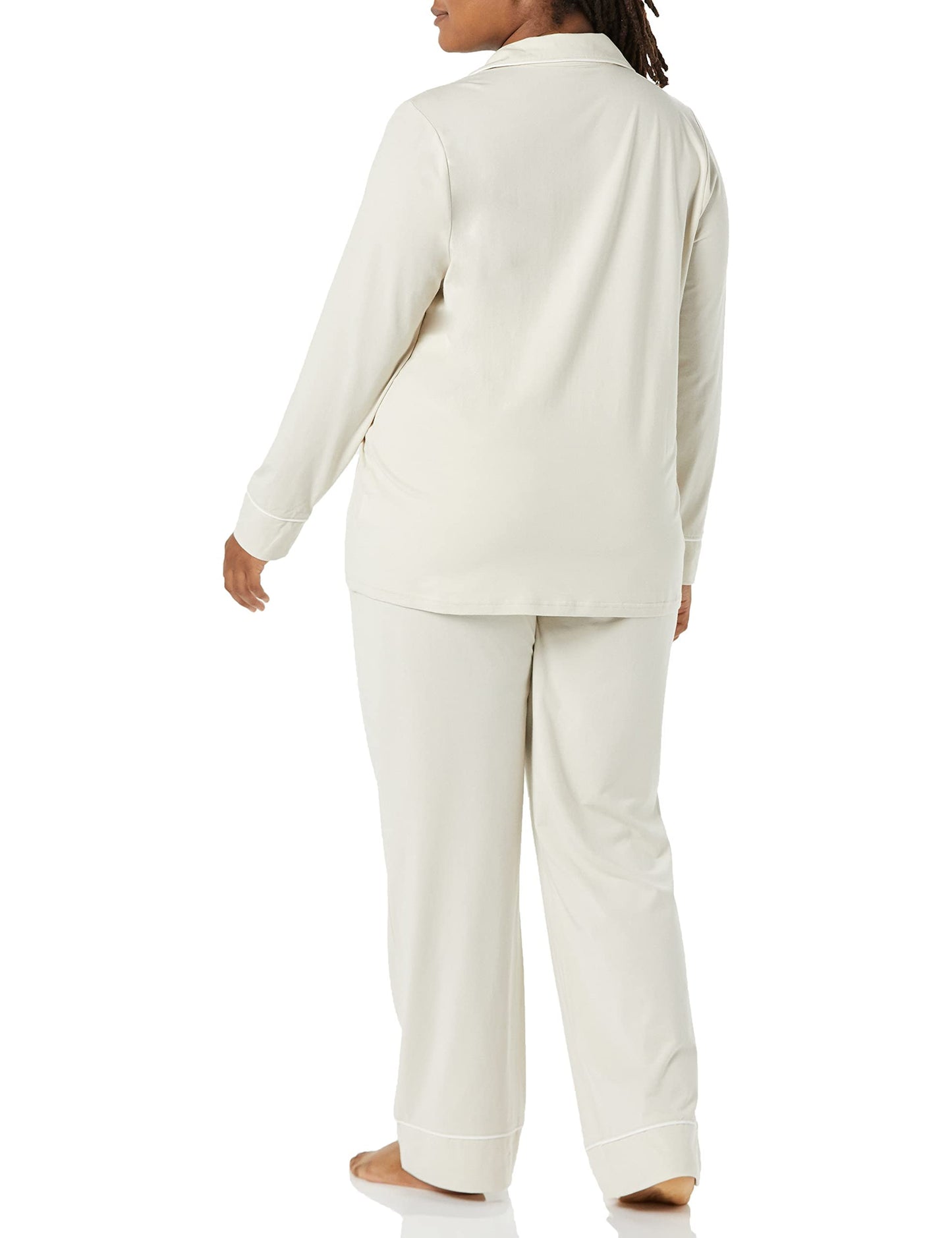 Amazon Essentials Women's Cotton Modal Long-Sleeve Shirt and Full-Length Bottom Pajama Set