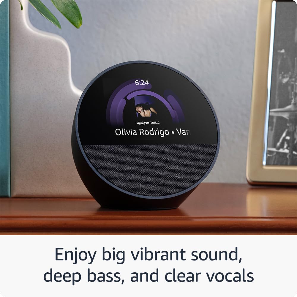 All-new Amazon Echo Spot (2024 release), Smart alarm clock with vibrant sound + Alexa, Ocean Blue