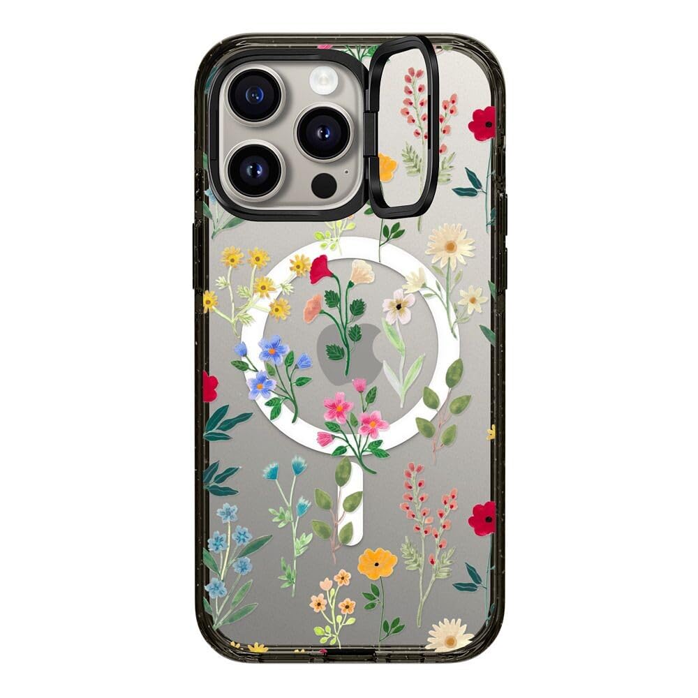 CASETiFY Impact Case for iPhone 15 Pro Max [4X Military Grade Drop Tested / 8.2ft Drop Protection/Compatible with Magsafe] - Cute Prints - Clear Polka Daub Hearts - Clear Black