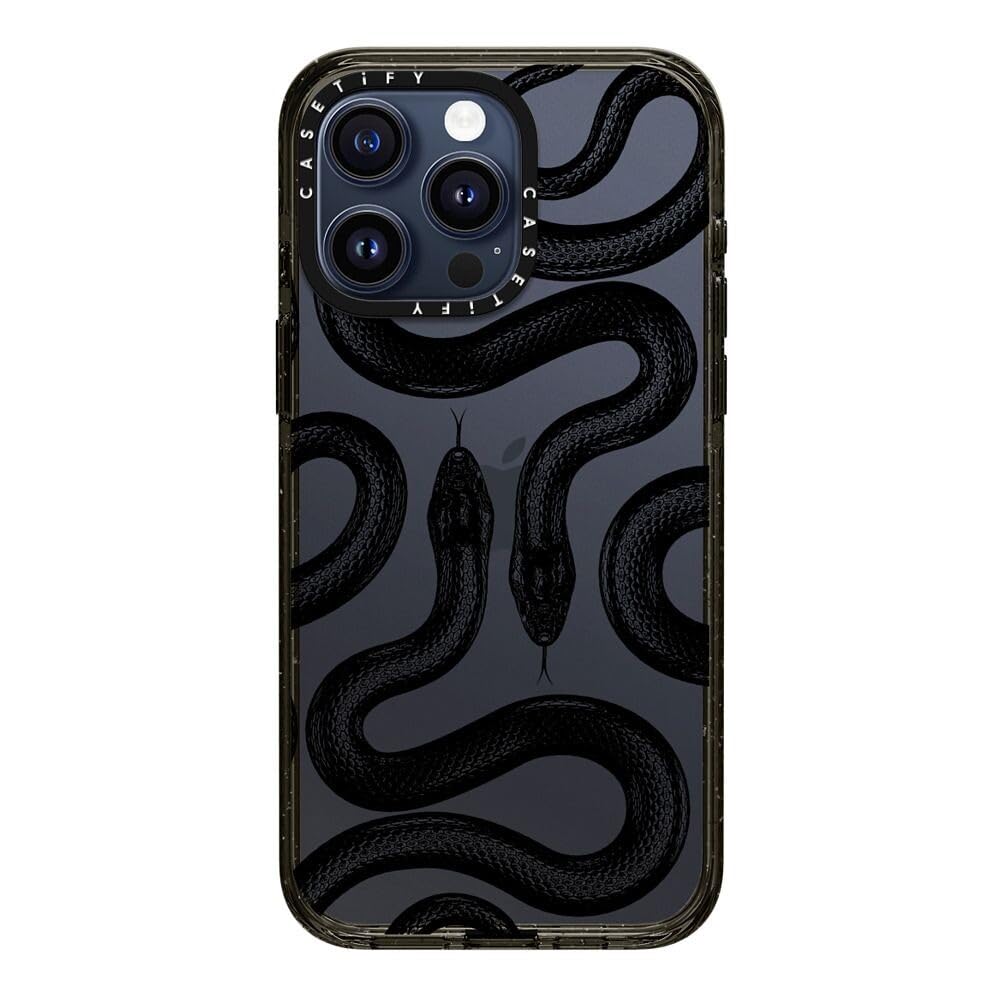 CASETiFY Impact Case for iPhone 15 Pro Max [4X Military Grade Drop Tested / 8.2ft Drop Protection/Compatible with Magsafe] - Cute Prints - Clear Polka Daub Hearts - Clear Black