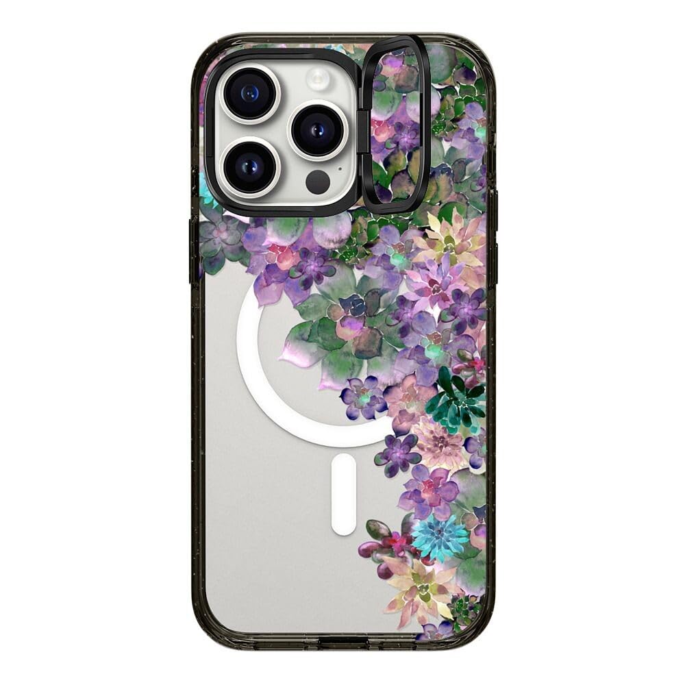 CASETiFY Impact Case for iPhone 15 Pro Max [4X Military Grade Drop Tested / 8.2ft Drop Protection/Compatible with Magsafe] - Cute Prints - Clear Polka Daub Hearts - Clear Black