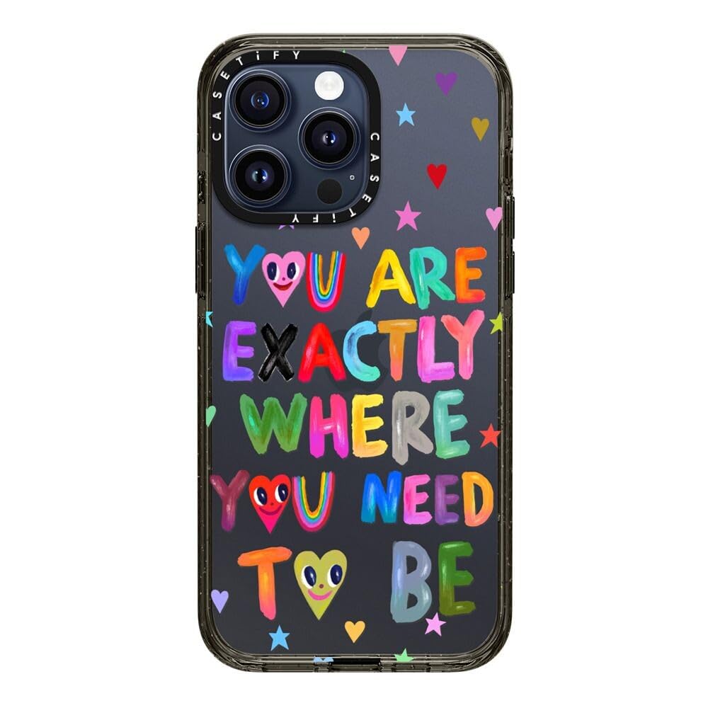 CASETiFY Impact Case for iPhone 15 Pro Max [4X Military Grade Drop Tested / 8.2ft Drop Protection/Compatible with Magsafe] - Cute Prints - Clear Polka Daub Hearts - Clear Black