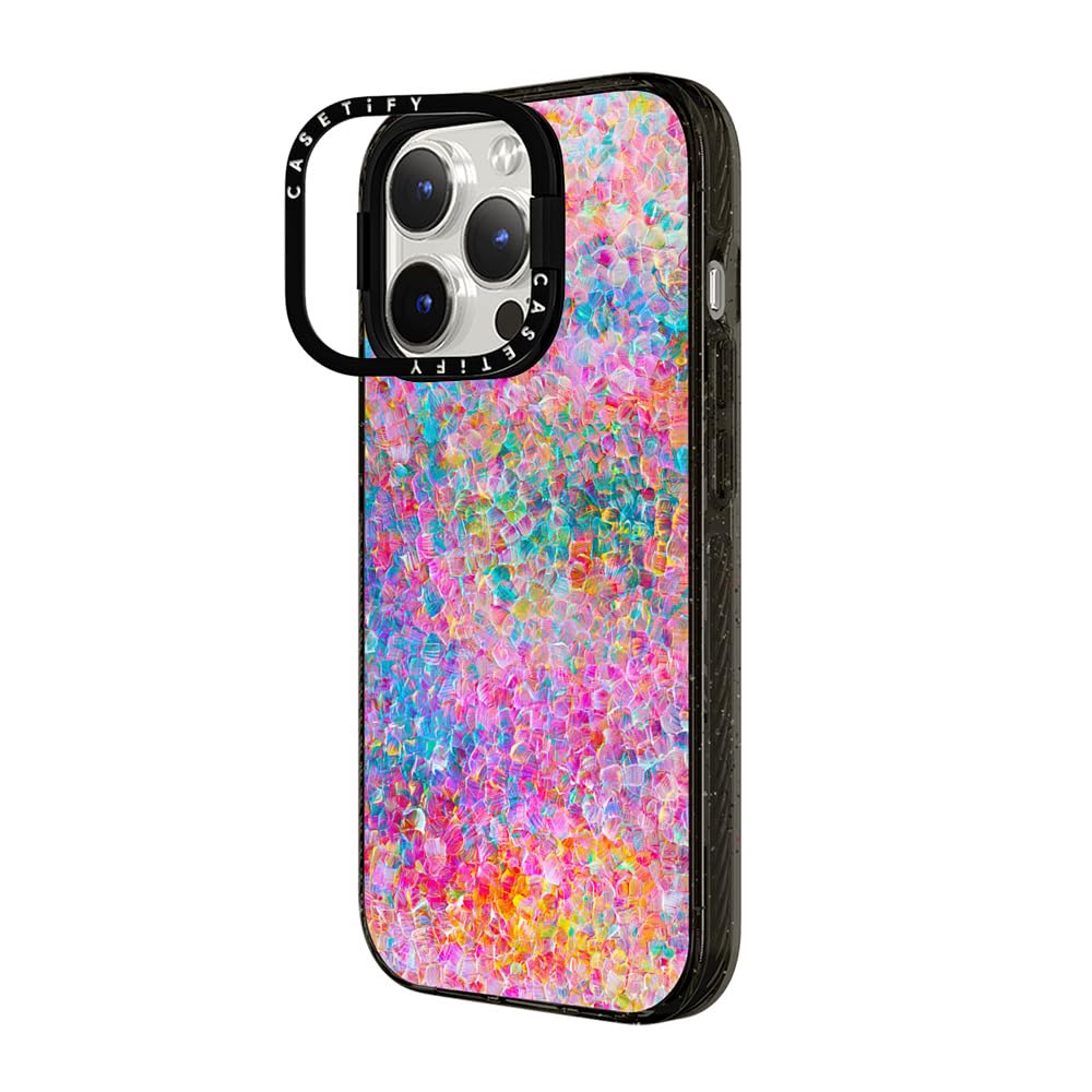 CASETiFY Impact Case for iPhone 15 Pro Max [4X Military Grade Drop Tested / 8.2ft Drop Protection/Compatible with Magsafe] - Cute Prints - Clear Polka Daub Hearts - Clear Black