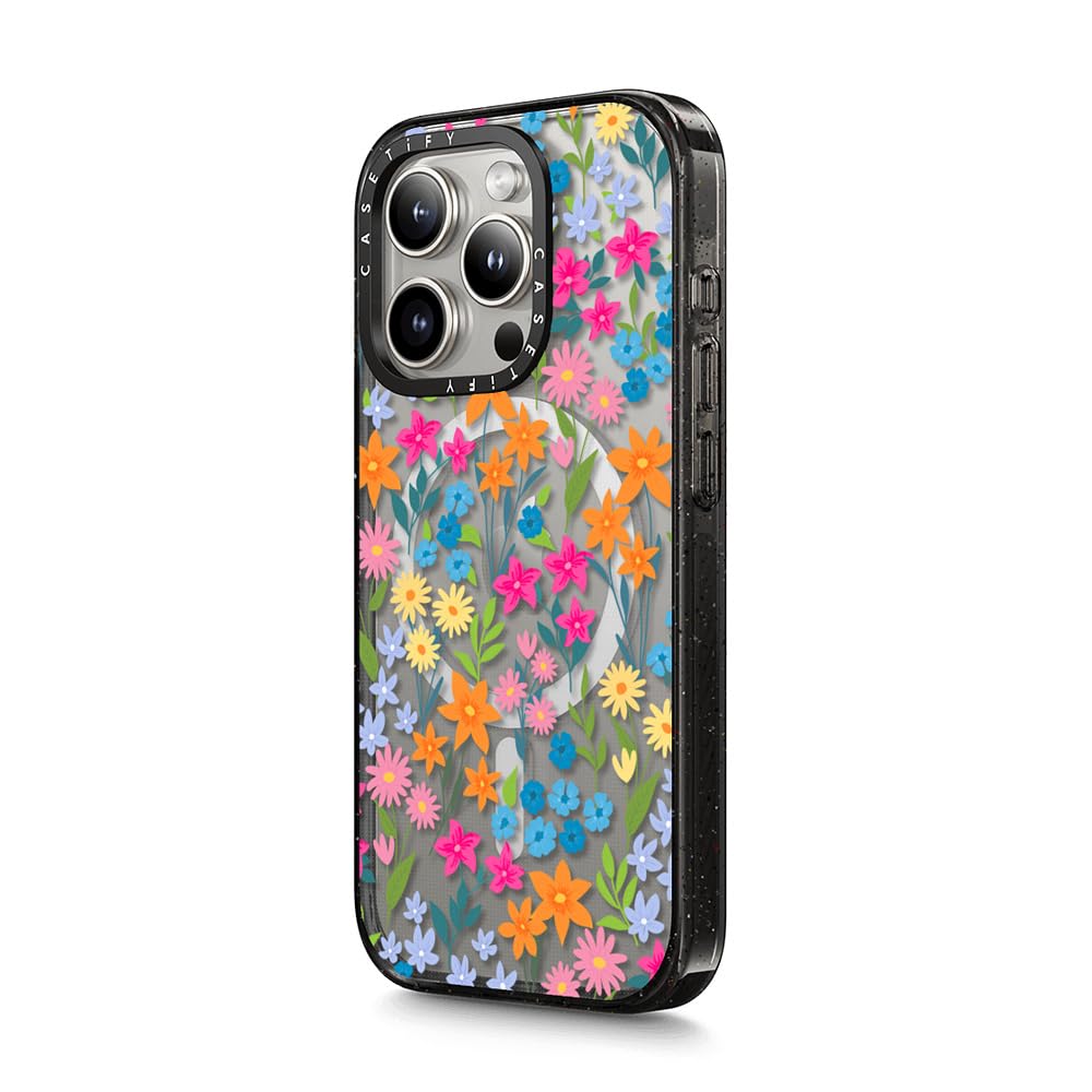 CASETiFY Impact Case for iPhone 15 Pro Max [4X Military Grade Drop Tested / 8.2ft Drop Protection/Compatible with Magsafe] - Cute Prints - Clear Polka Daub Hearts - Clear Black