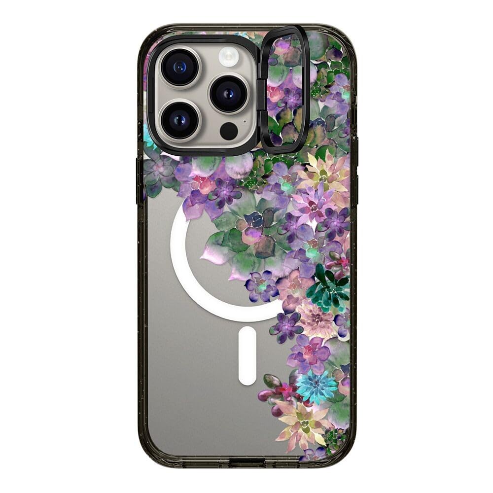 CASETiFY Impact Case for iPhone 15 Pro Max [4X Military Grade Drop Tested / 8.2ft Drop Protection/Compatible with Magsafe] - Cute Prints - Clear Polka Daub Hearts - Clear Black