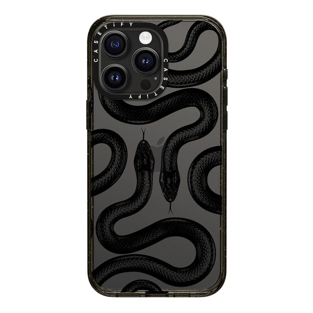 CASETiFY Impact Case for iPhone 15 Pro Max [4X Military Grade Drop Tested / 8.2ft Drop Protection/Compatible with Magsafe] - Cute Prints - Clear Polka Daub Hearts - Clear Black